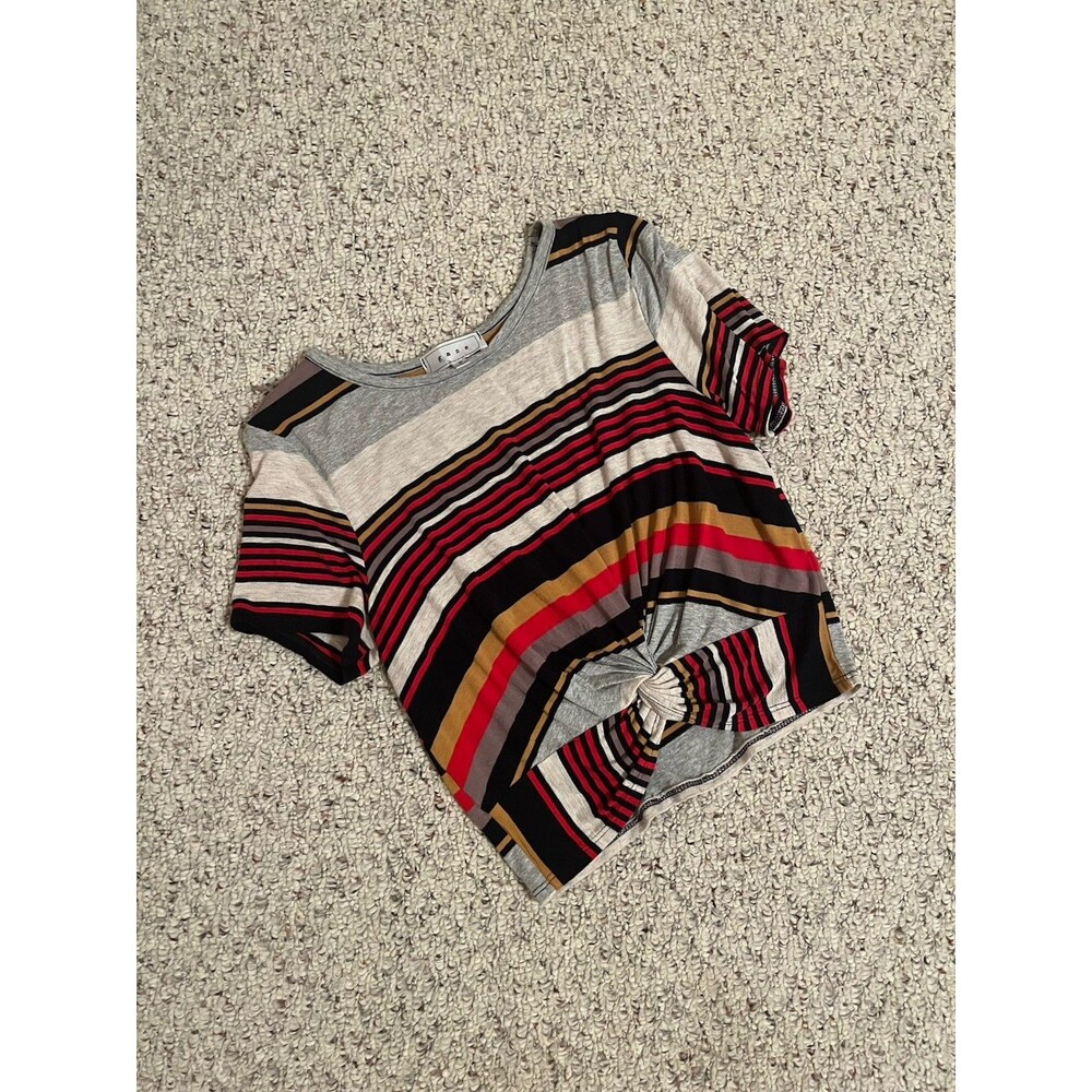 Gaze Women's Multicolored Short Sleeve Cropped Blouse Size M
